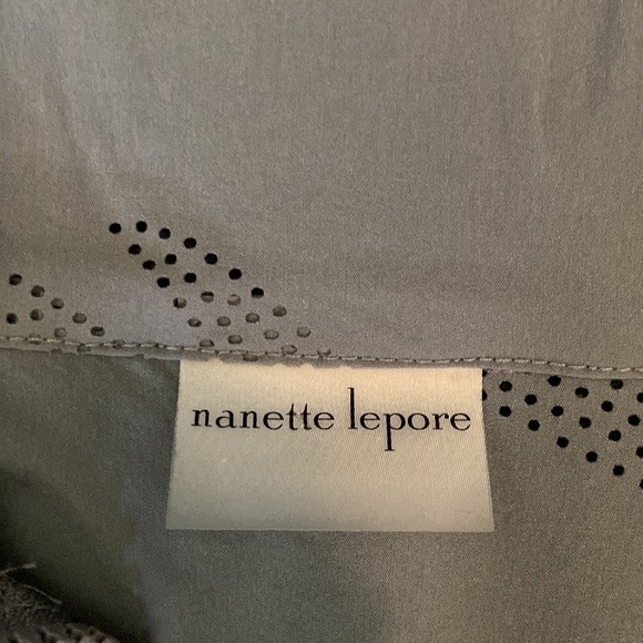 Nanette Lepore gray windbreaker large laser cut birds mock neck lightweight fall - Picture 11 of 13